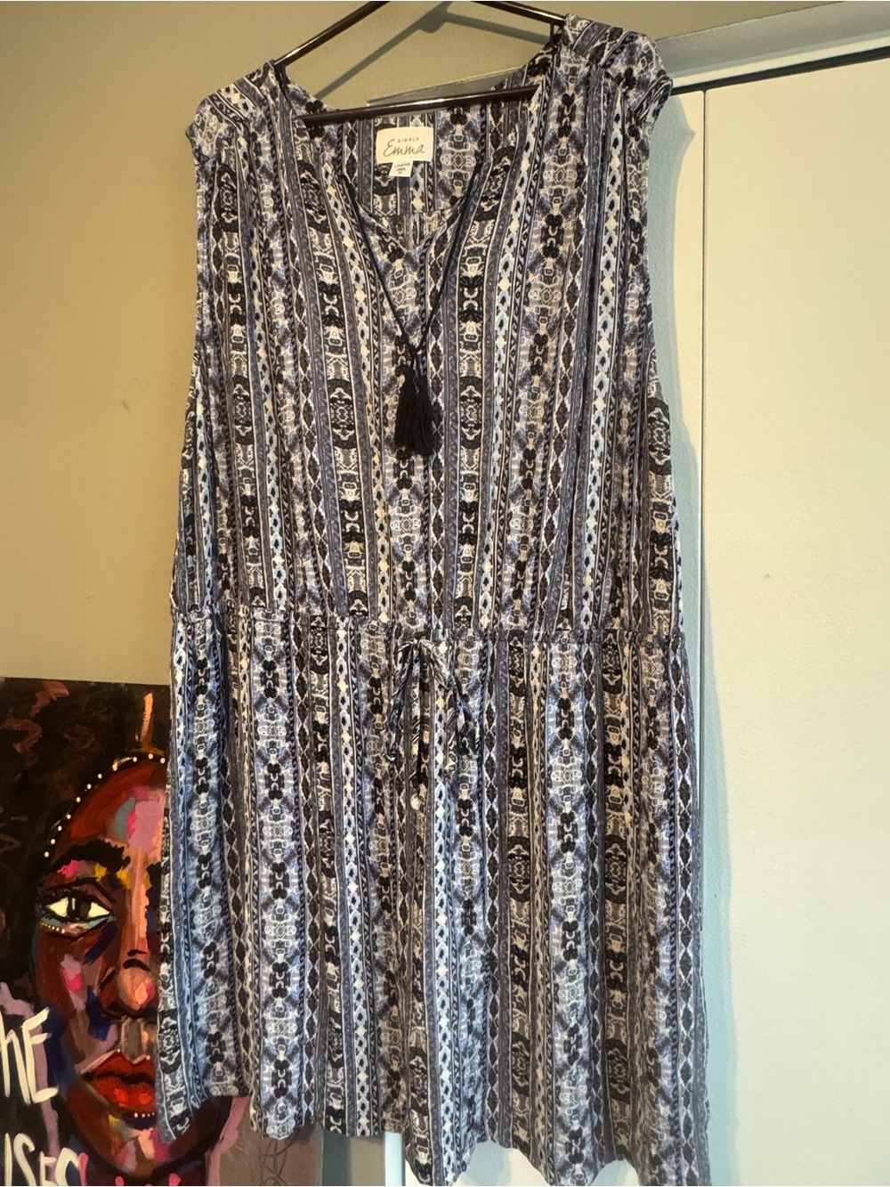 Simply Emma Boho Tribal Print Sleeveless Midi Dress 3X